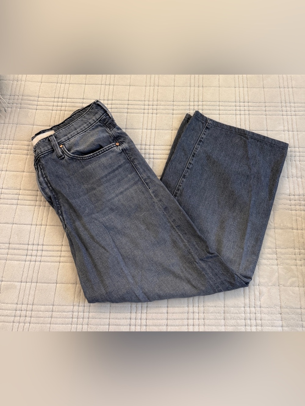 MOTHER Women's Medium/Light Blue Straight-Leg Jeans